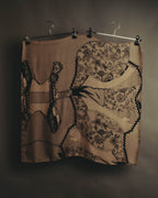 –SPECIAL– “Christian Dior” 00’s Trompe l’oeil lace corset print silk scarf