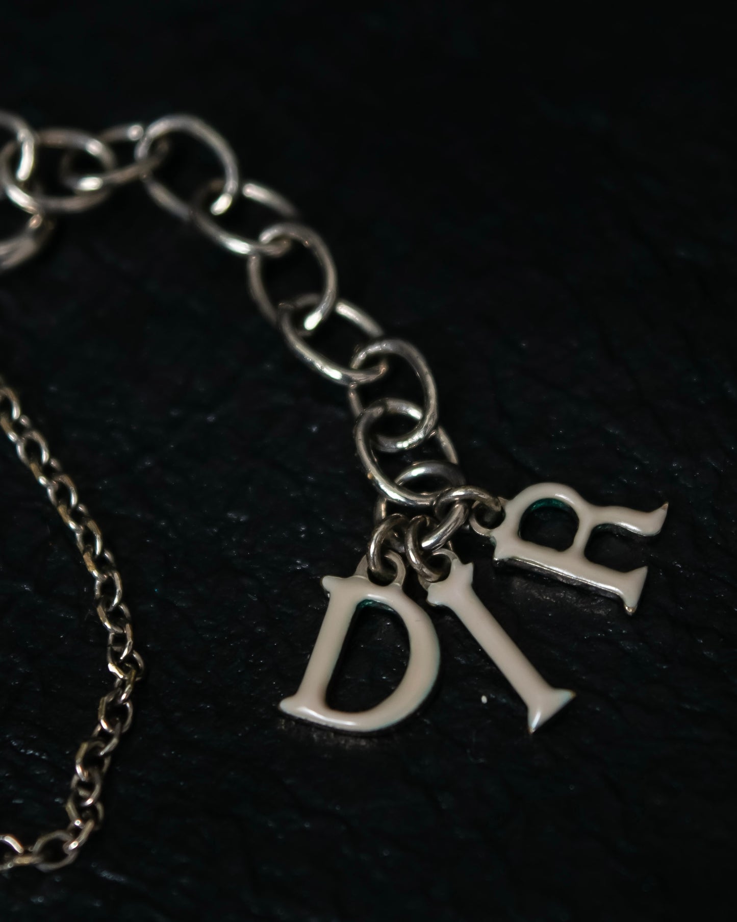 "DIOR" Logo motif combination silver necklace