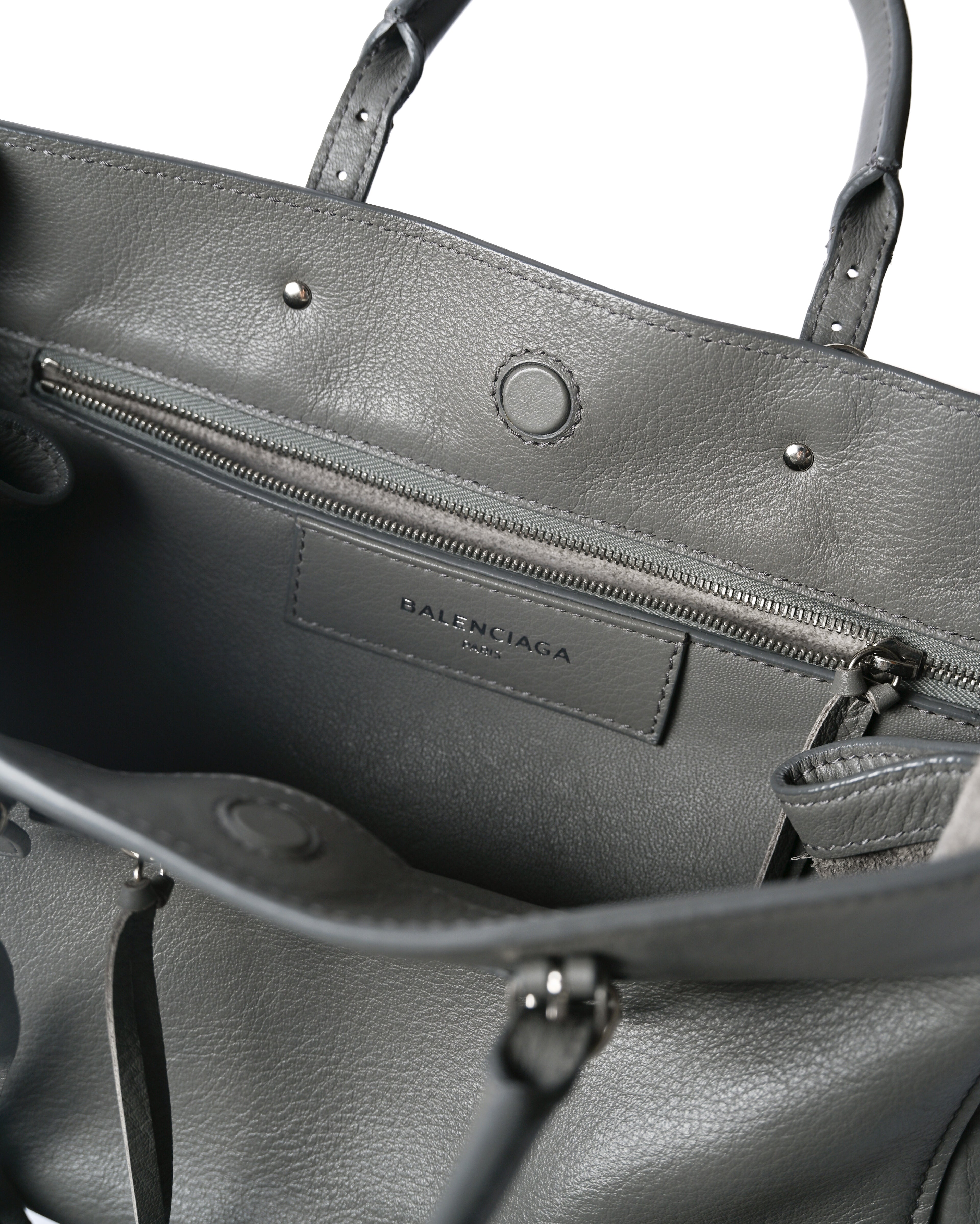 BALENCIAGA/ “Papier A6 ” Zip Around 2 Way Handbag Gray