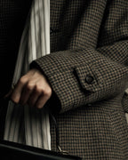 "tricot COMME des GARCONS" Leather collar design houndstooth pattern oversized long coat