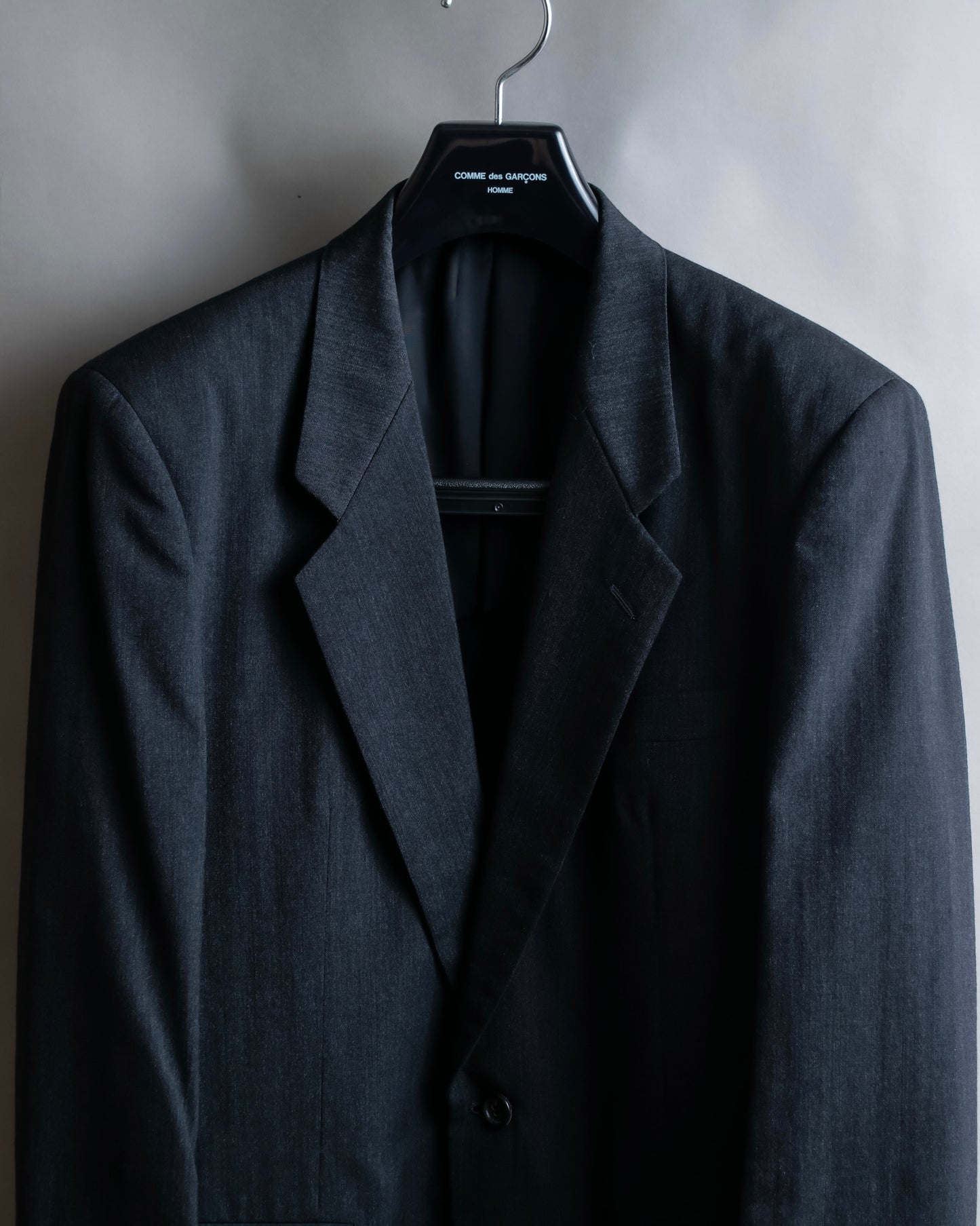 "COMME des GARCONS
HOMME" Notch lapel tailored jacket & wide tapered slacks charcoal gray set up