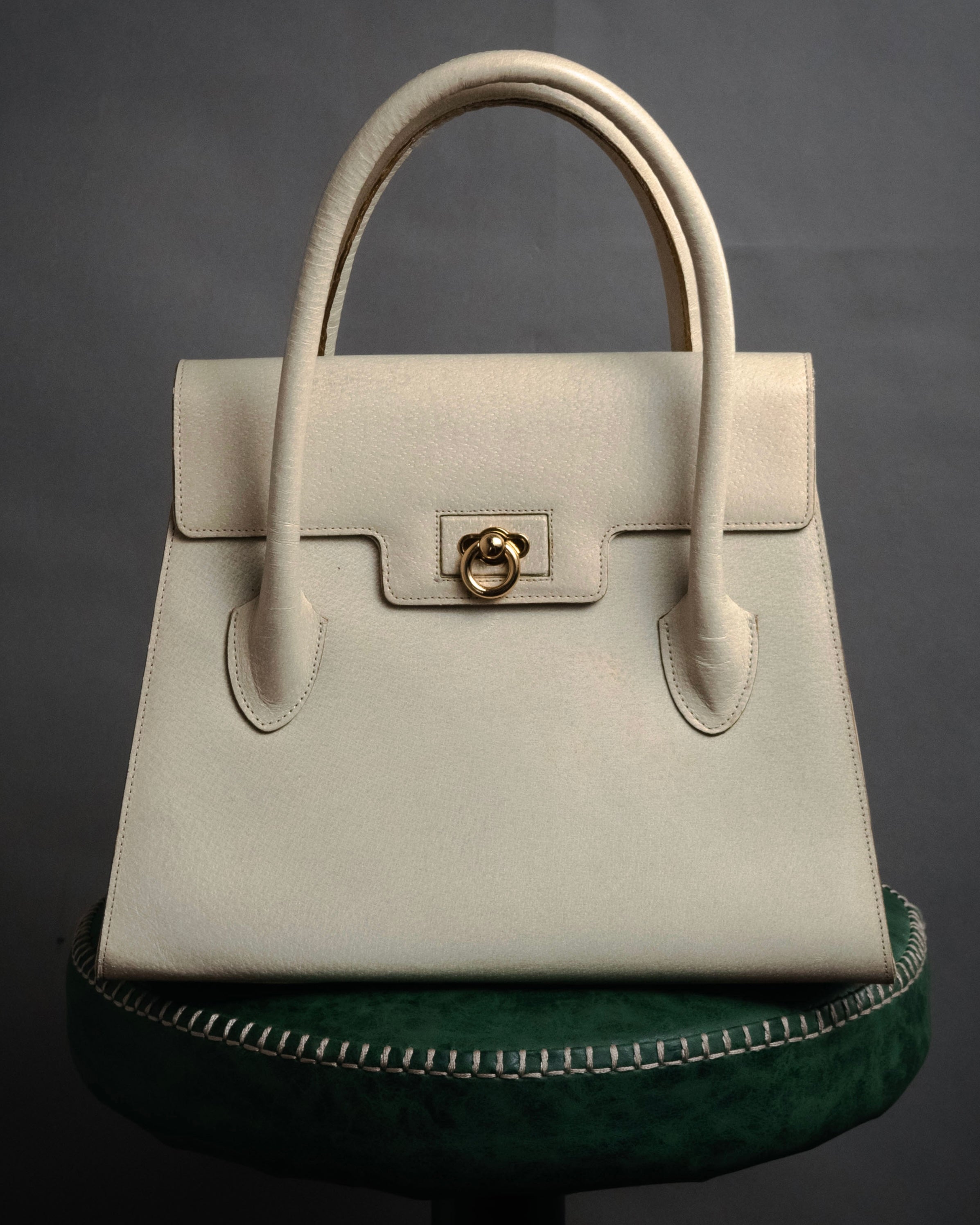 “VALENTINO GARAVANI” 90’s structured top handle leather bag