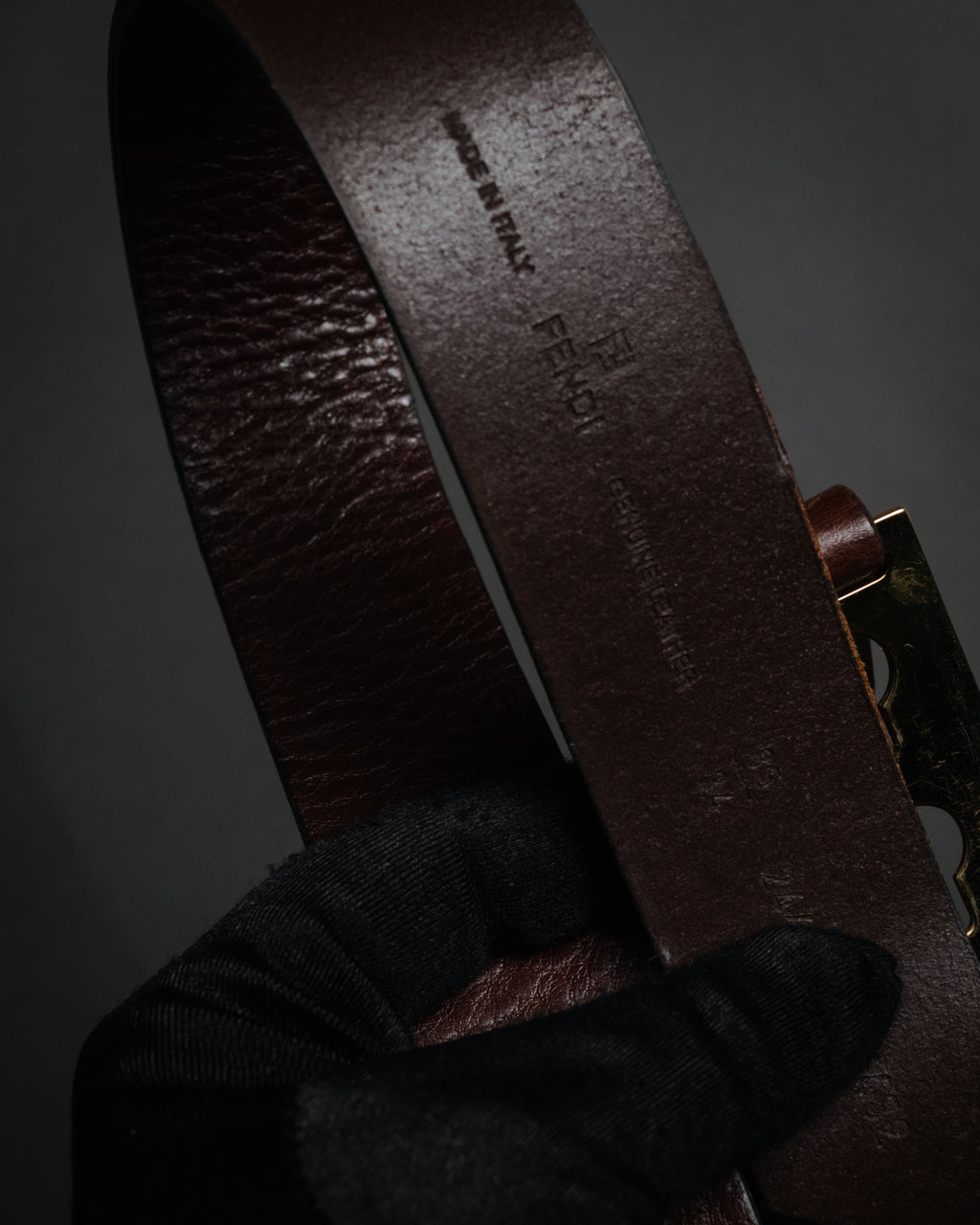 “FENDI” 2000’s FF studded sculptural leather belt