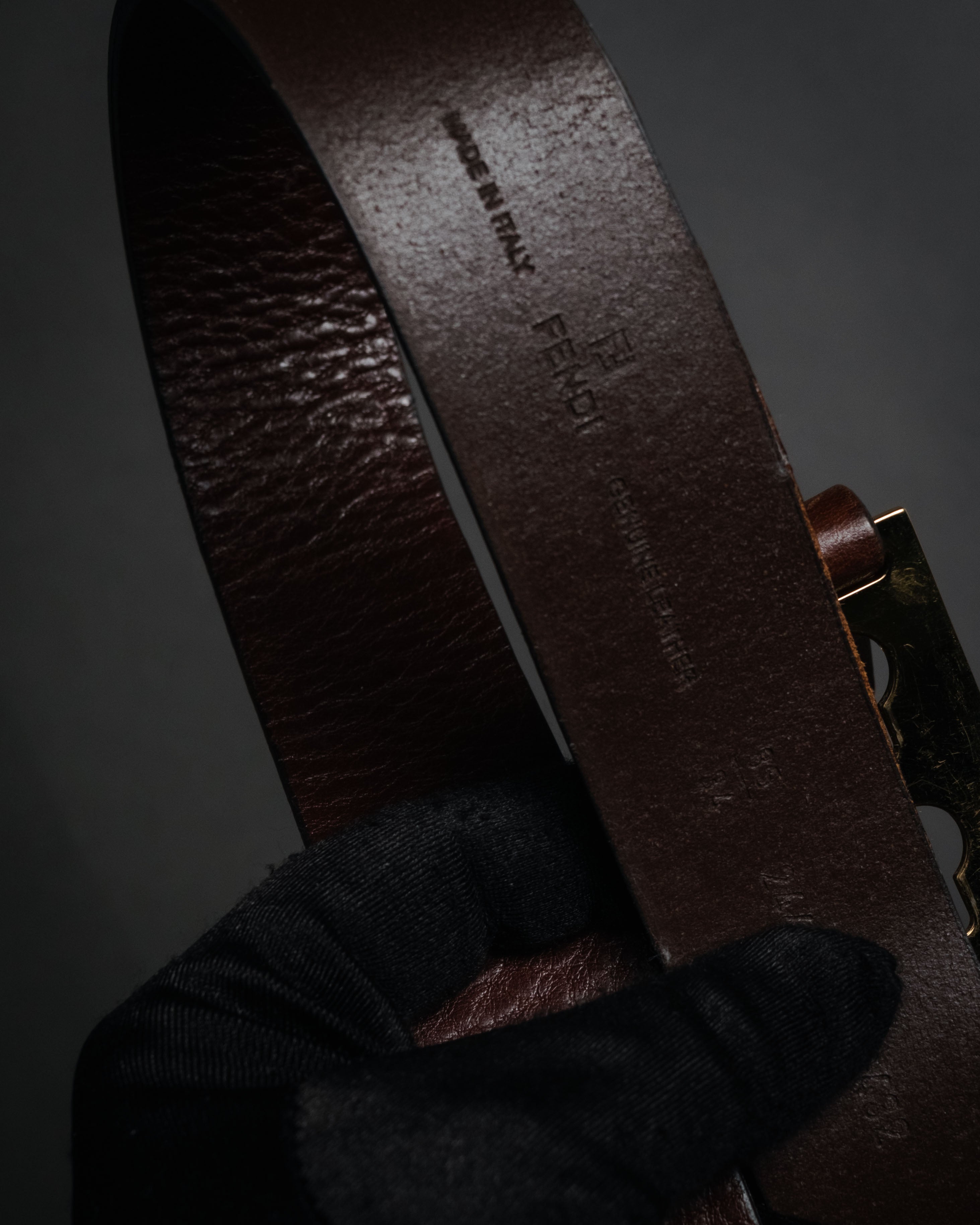 “FENDI” 2000’s FF studded sculptural leather belt