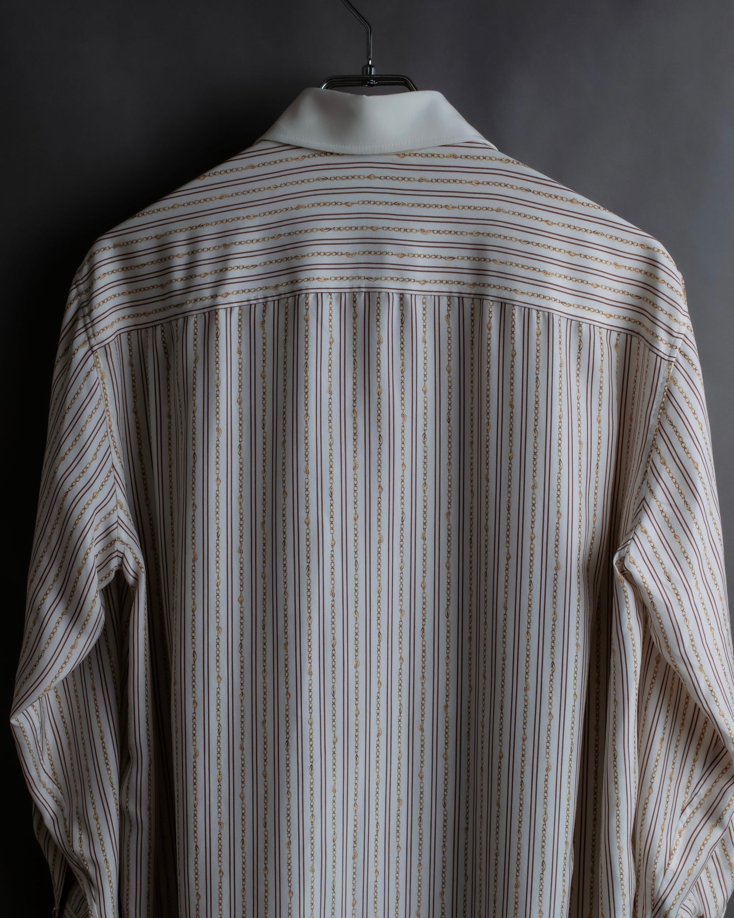 "Chloe" Chain＆stripe pattern relaxed shirt