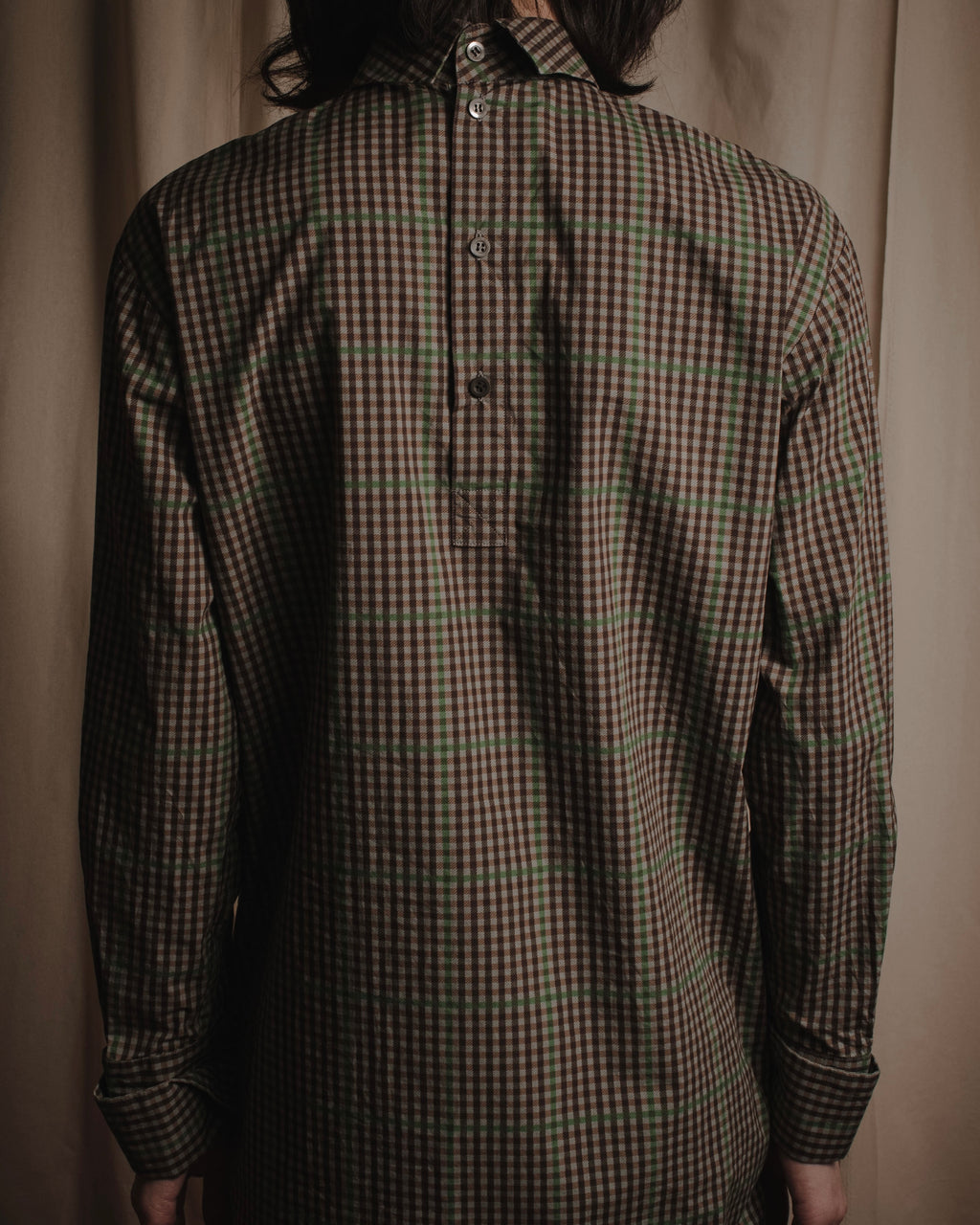 "Dries Van Noten" Longline windowpane check band collar shirt