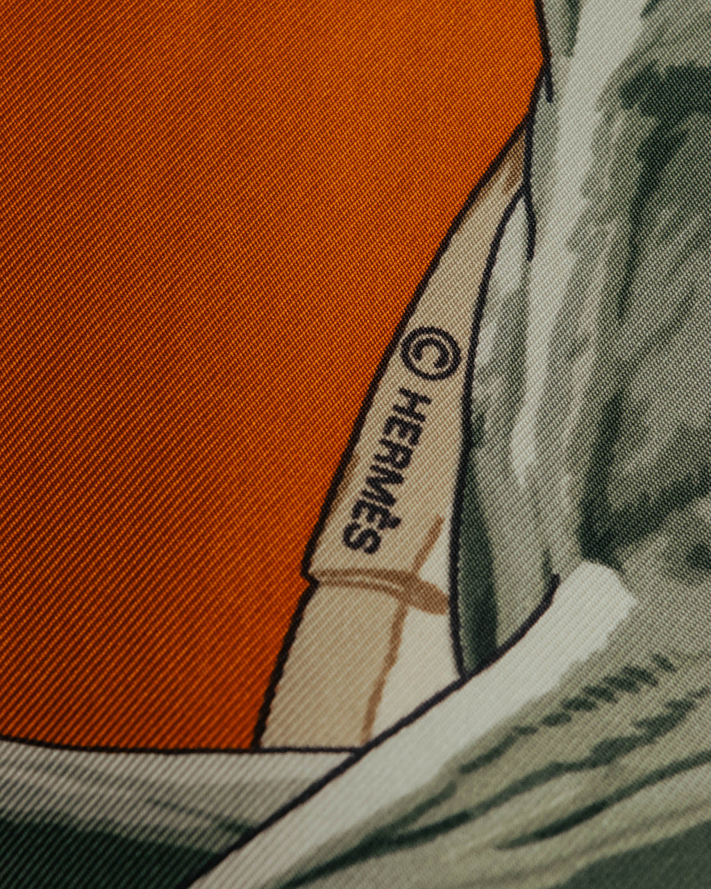 "Hermès" 90's-00's Architectural printed silk scarf
