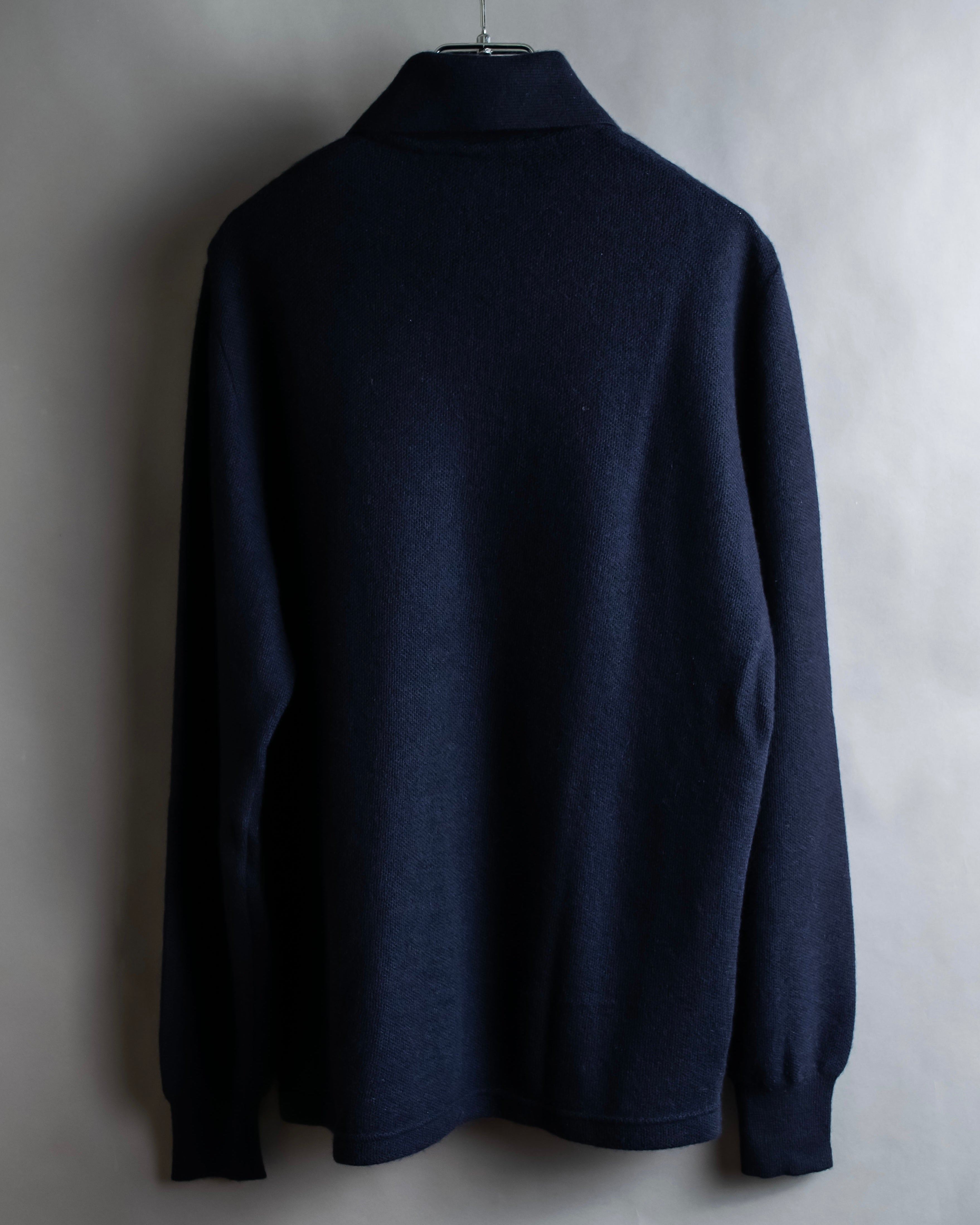 "HERMES"Beautiful navy cashmere knit polo shirt