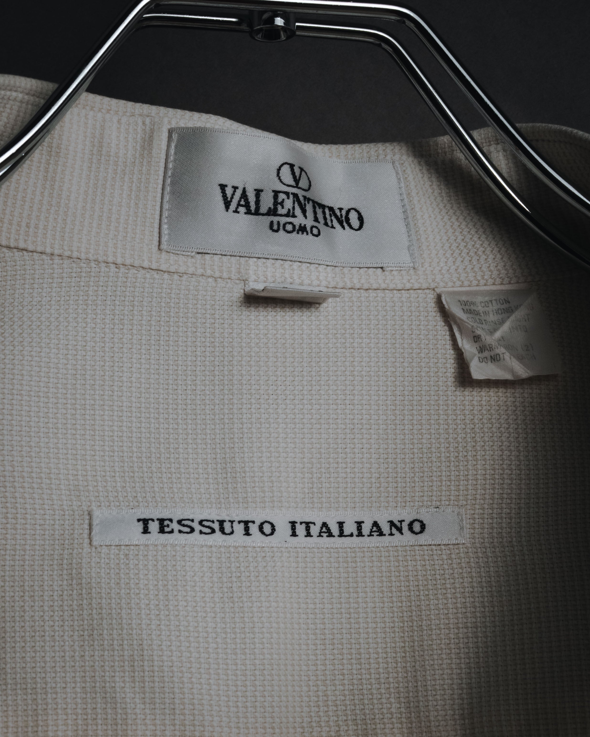"VALENTINO UOMO" 80’s-90’s Textured pique cotton dress shirt