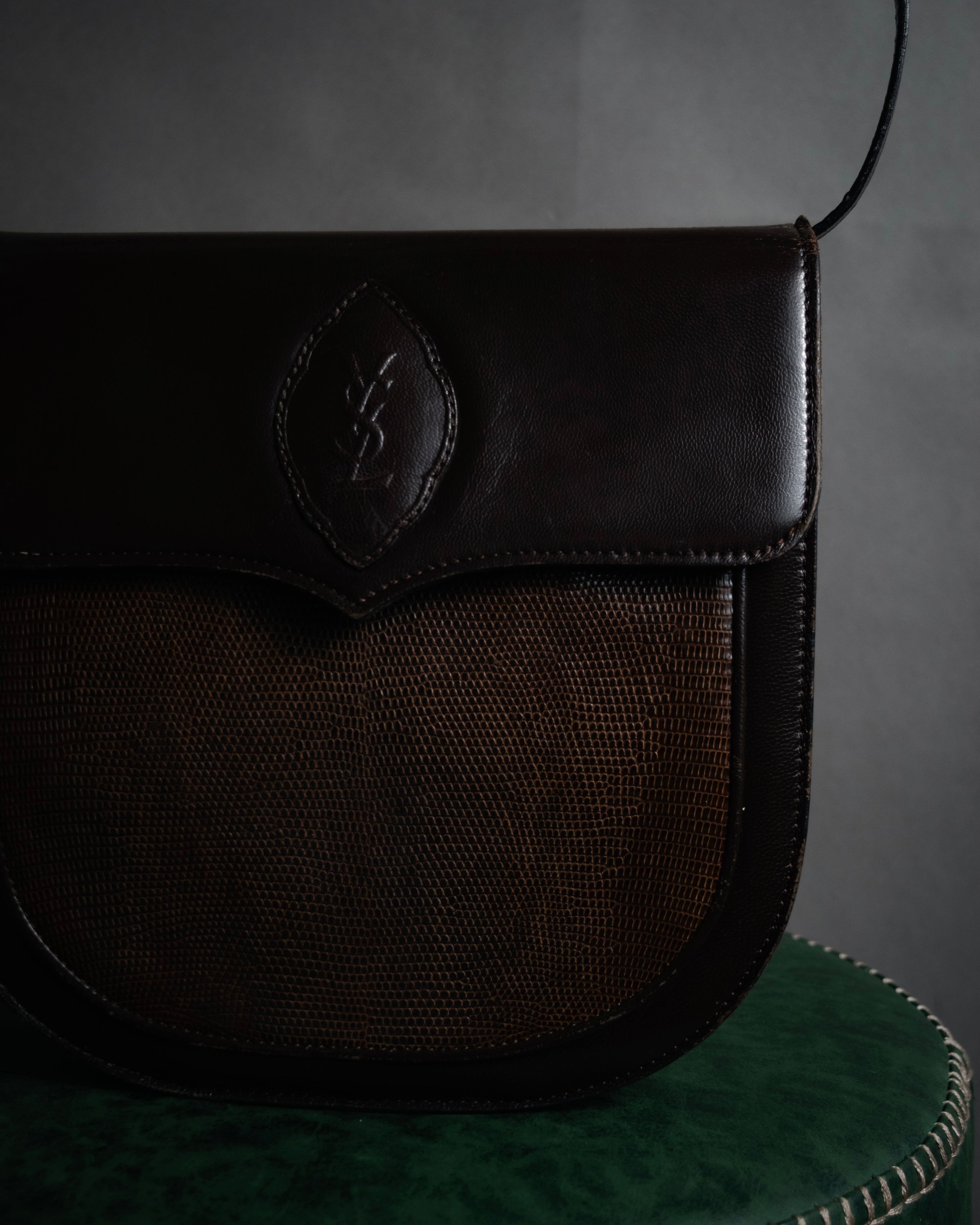 “Yves Saint Laurent” 80’s-90’s Cassandre embossed shoulder bag