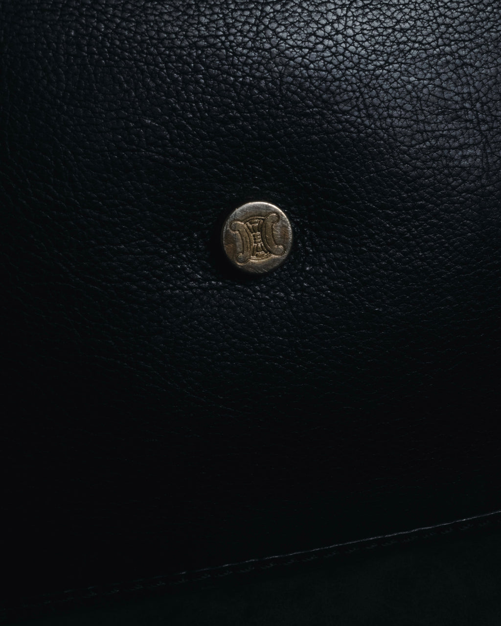 "CELINE" Leather double-pocket ring-hardware shoulder bag