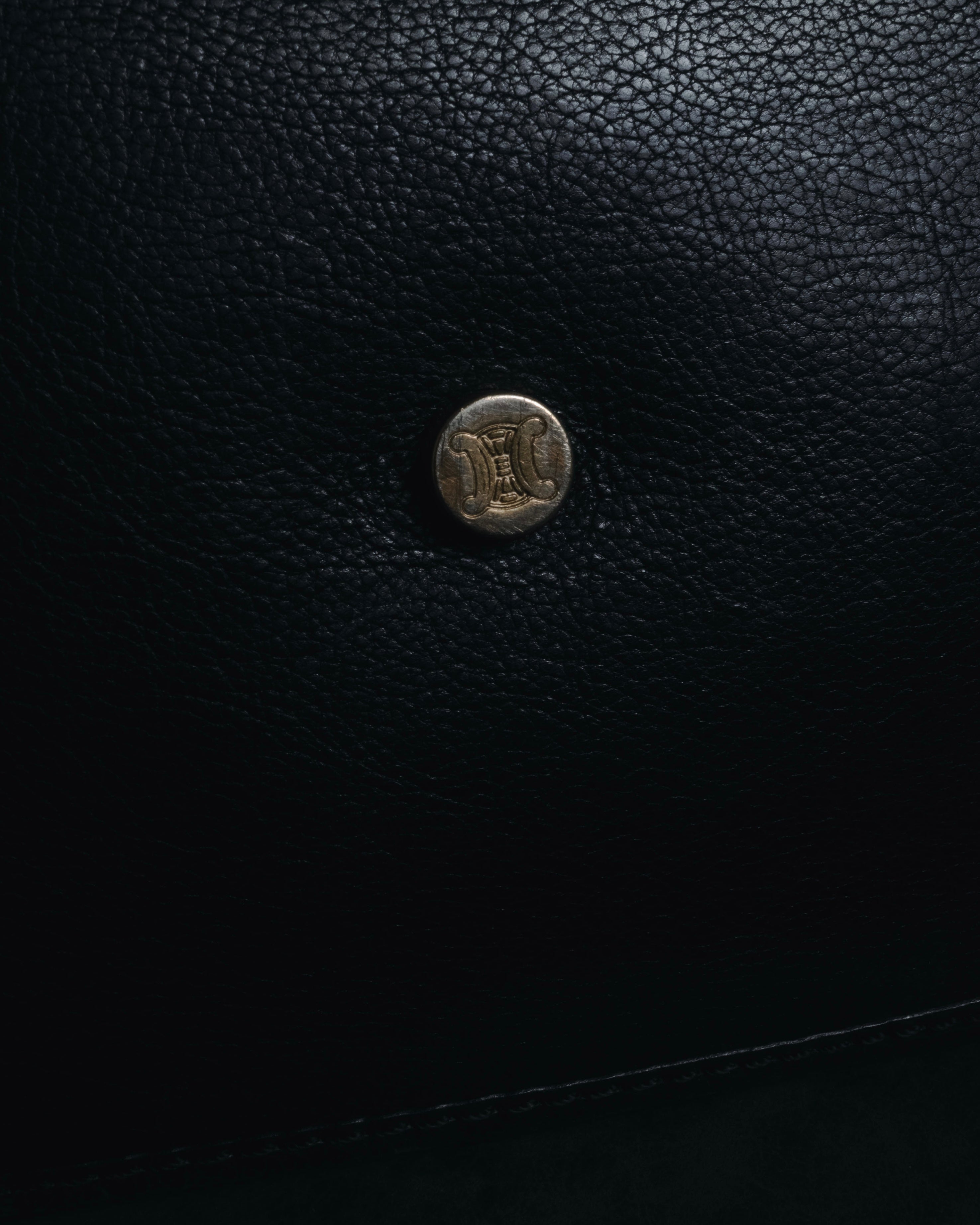 "CELINE" Leather double-pocket ring-hardware shoulder bag