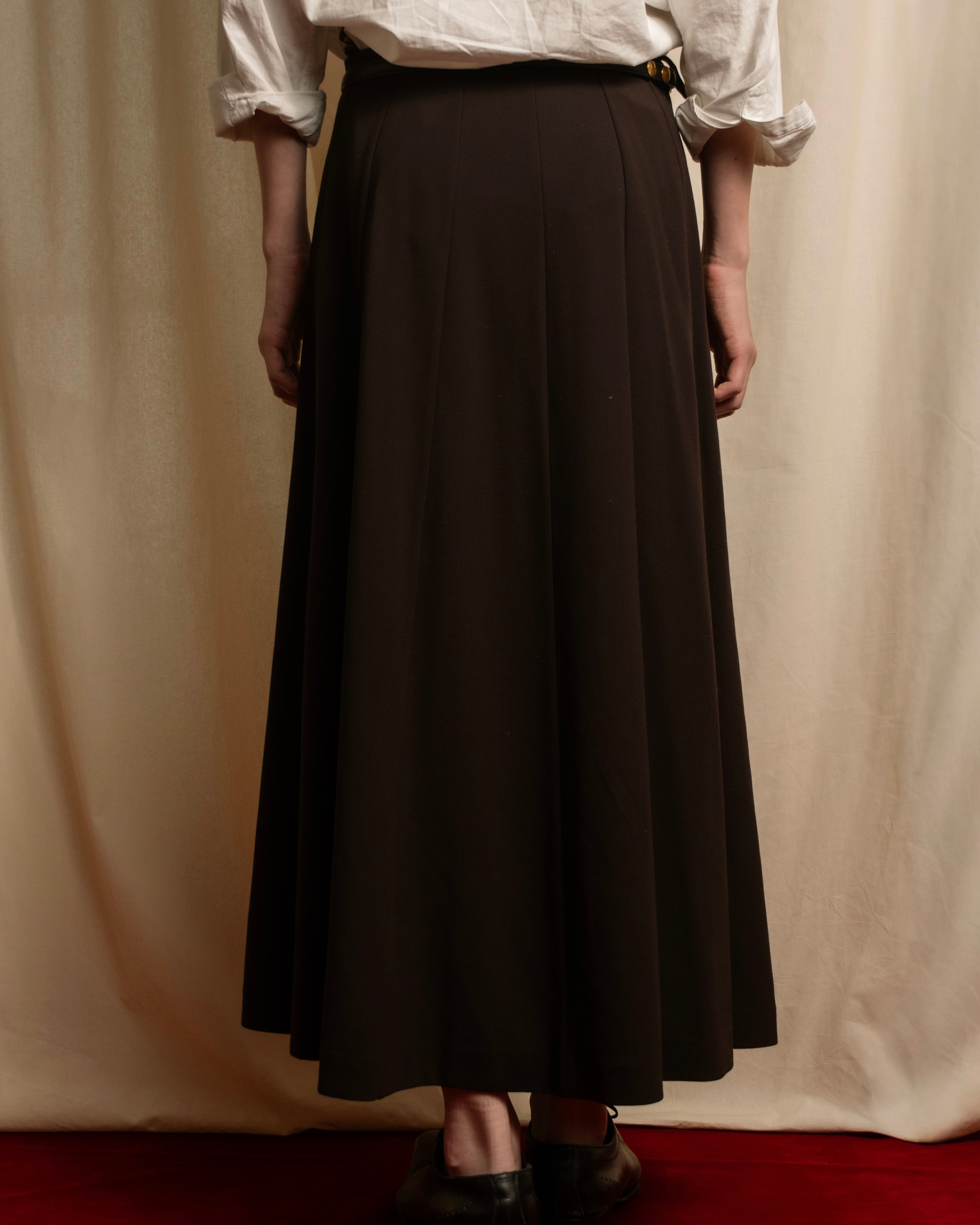 "HERMES" 90's Gold parts design derived from horse tack flared skirt