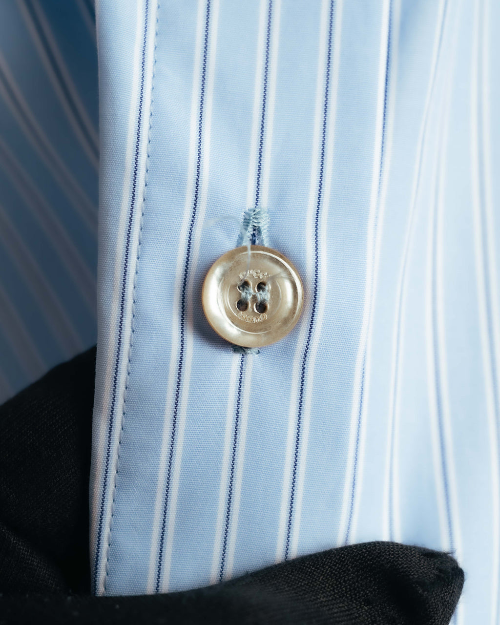 -SPECIAL- "GUCCI" 2010's-20's Pearl embellished detachable collar striped long shirt