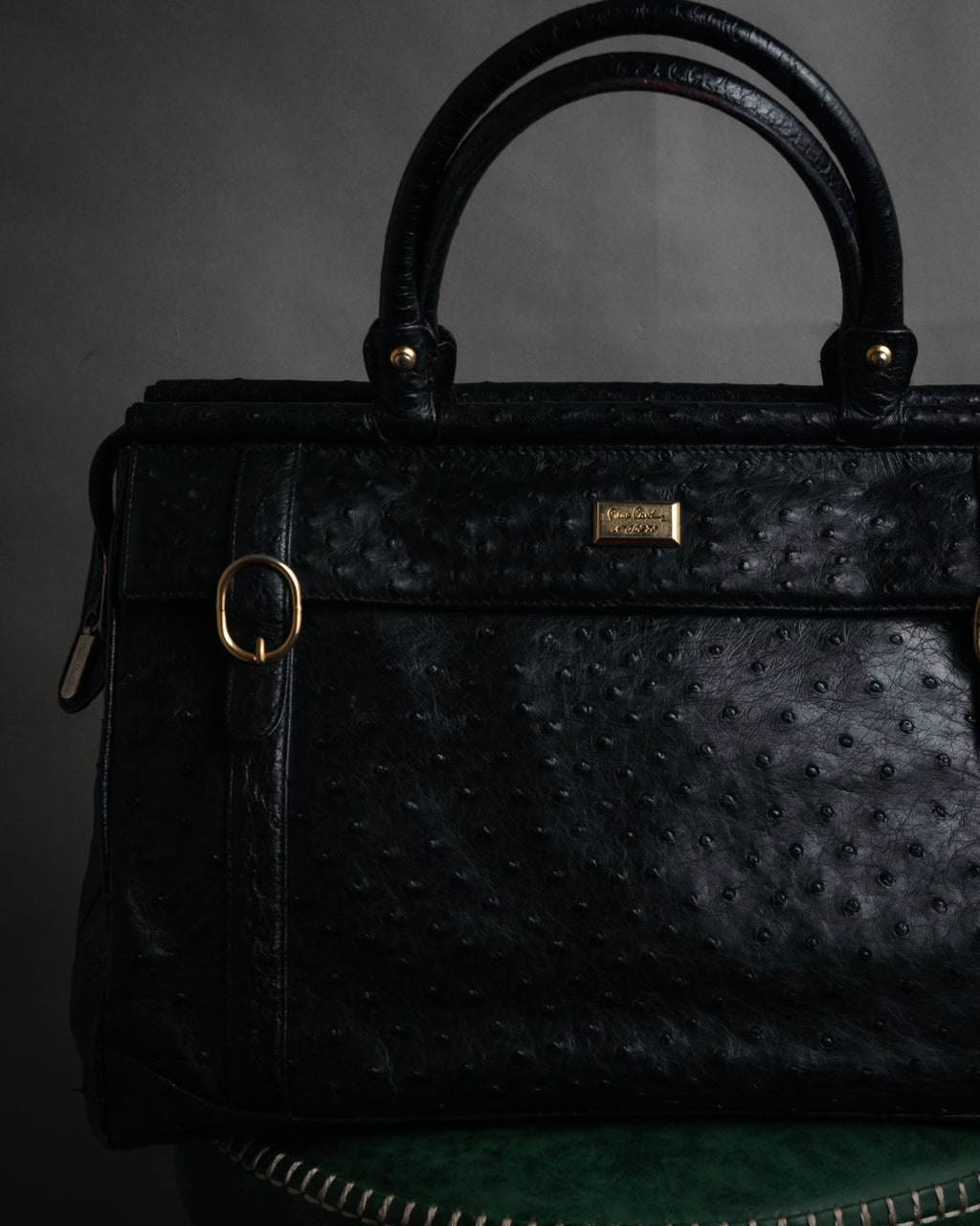 “pierre cardin” 80’s-90’s Ostrich leather structured doctor bag