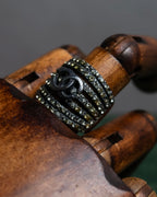 "CHANEL" 97AW Karl Lagerfeld double C logo rhinestone design ring