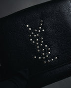 "YVES SAINT LAURENT" Stud-embellished monogram bi-fold wallet