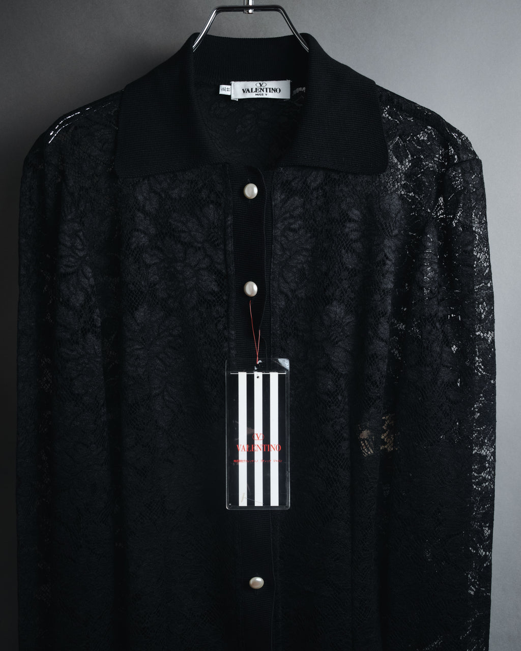 "VALENTINO MISS V" Late 80s botanical lace polo shirt