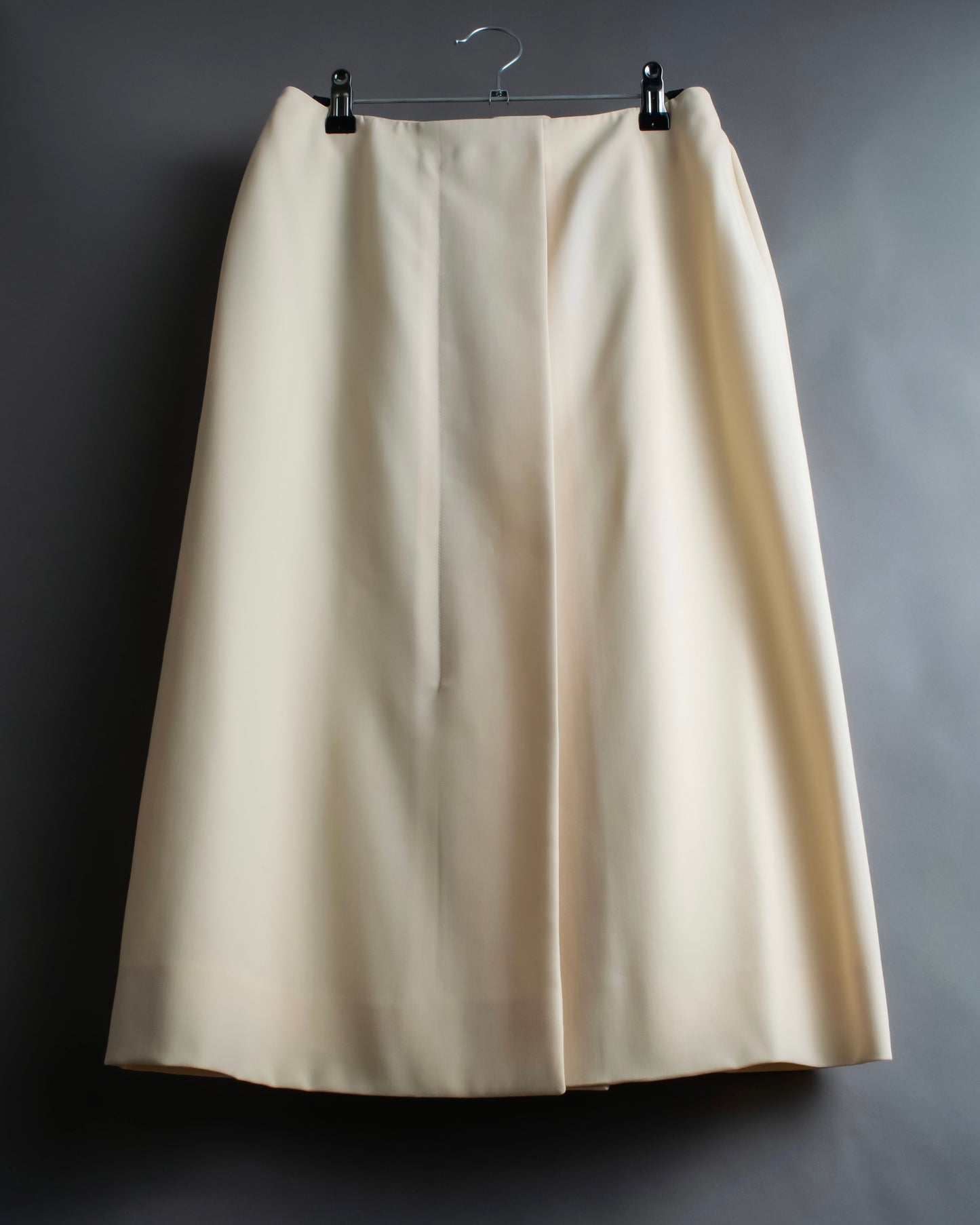 "HERMES" 100% wool ivory color flare skirt