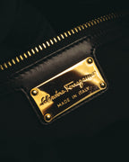 -SPECIAL- “Salvatore Ferragamo“ 90's-00's Gancini pony hair and leather dual-way boston bag
