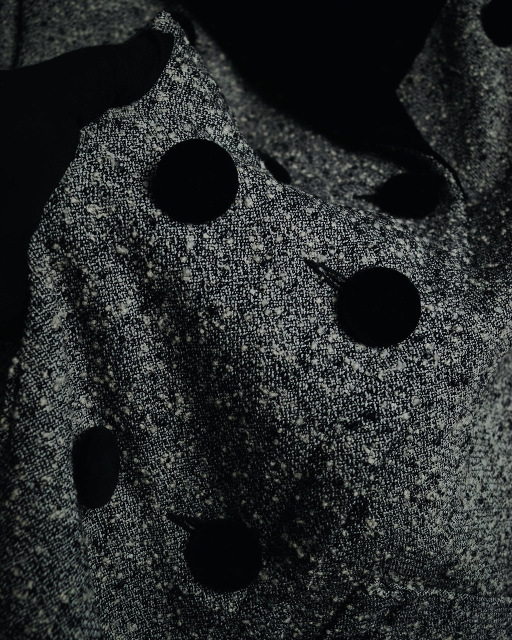 –SPECIAL– "CELINE" 70’s-80’s Classic tweed velvet-collar long coat