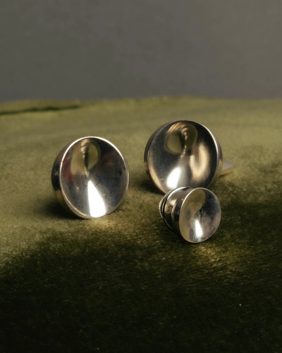“Georg Jensen” 70’s Sterling silver round cufflinks