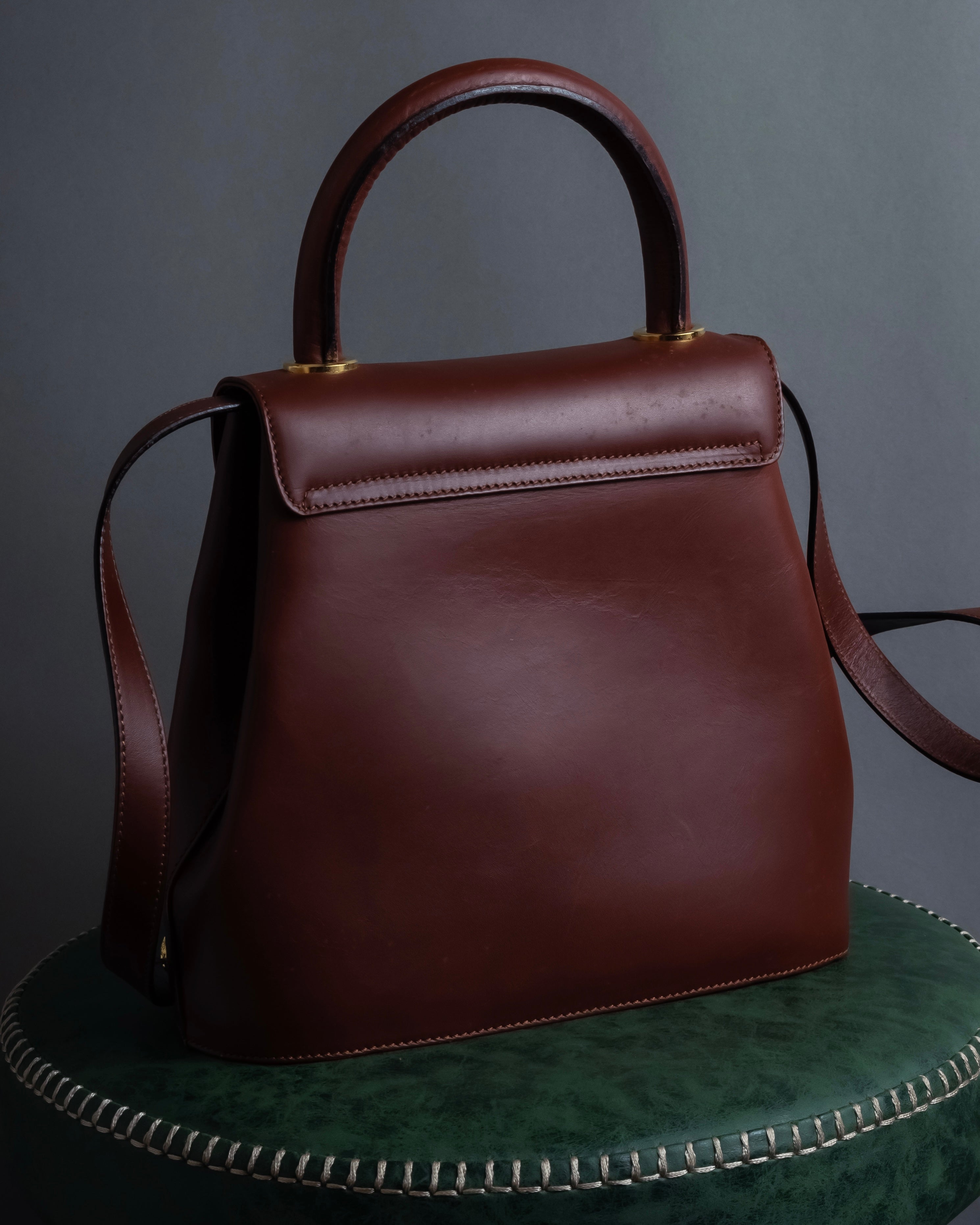 "Salvatore Ferragamo" Coin motif metal design leather hand bag