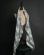 “Yves Saint Laurent” 80’s-90’s Sheer stripe floral silk scarf