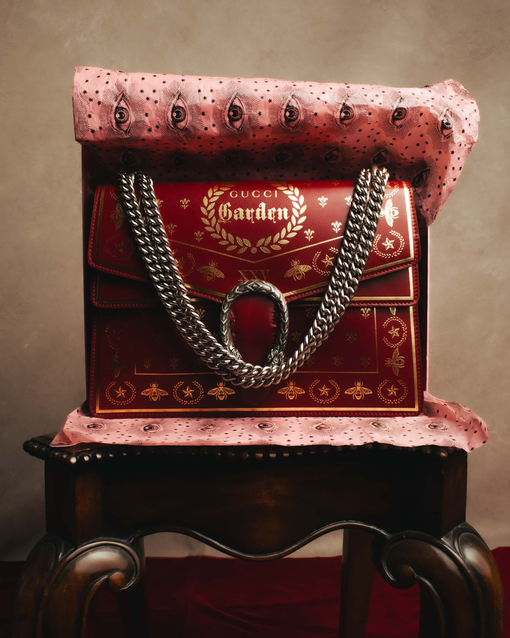 -SPECIAL- "GUCCI" 2010's-20's Collectible gucci garden embellished leather dionysus chain shoulder bag