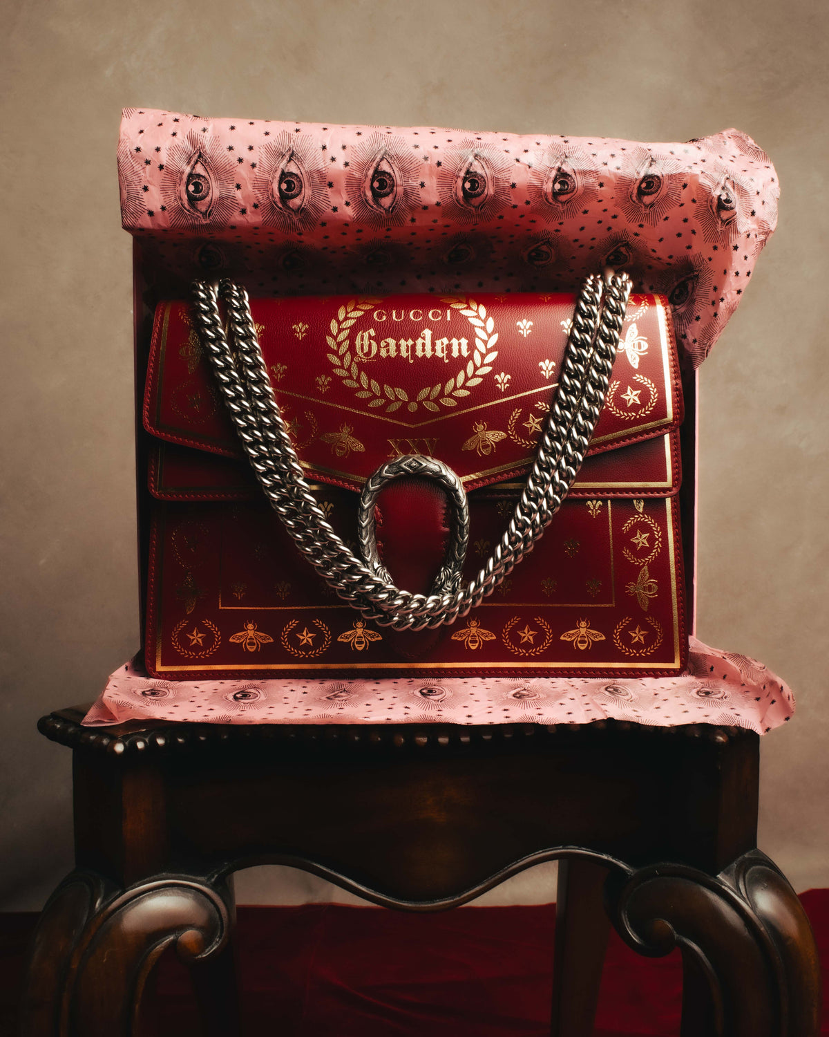-SPECIAL- "GUCCI" 2010's-20's Collectible gucci garden embellished leather dionysus chain shoulder bag