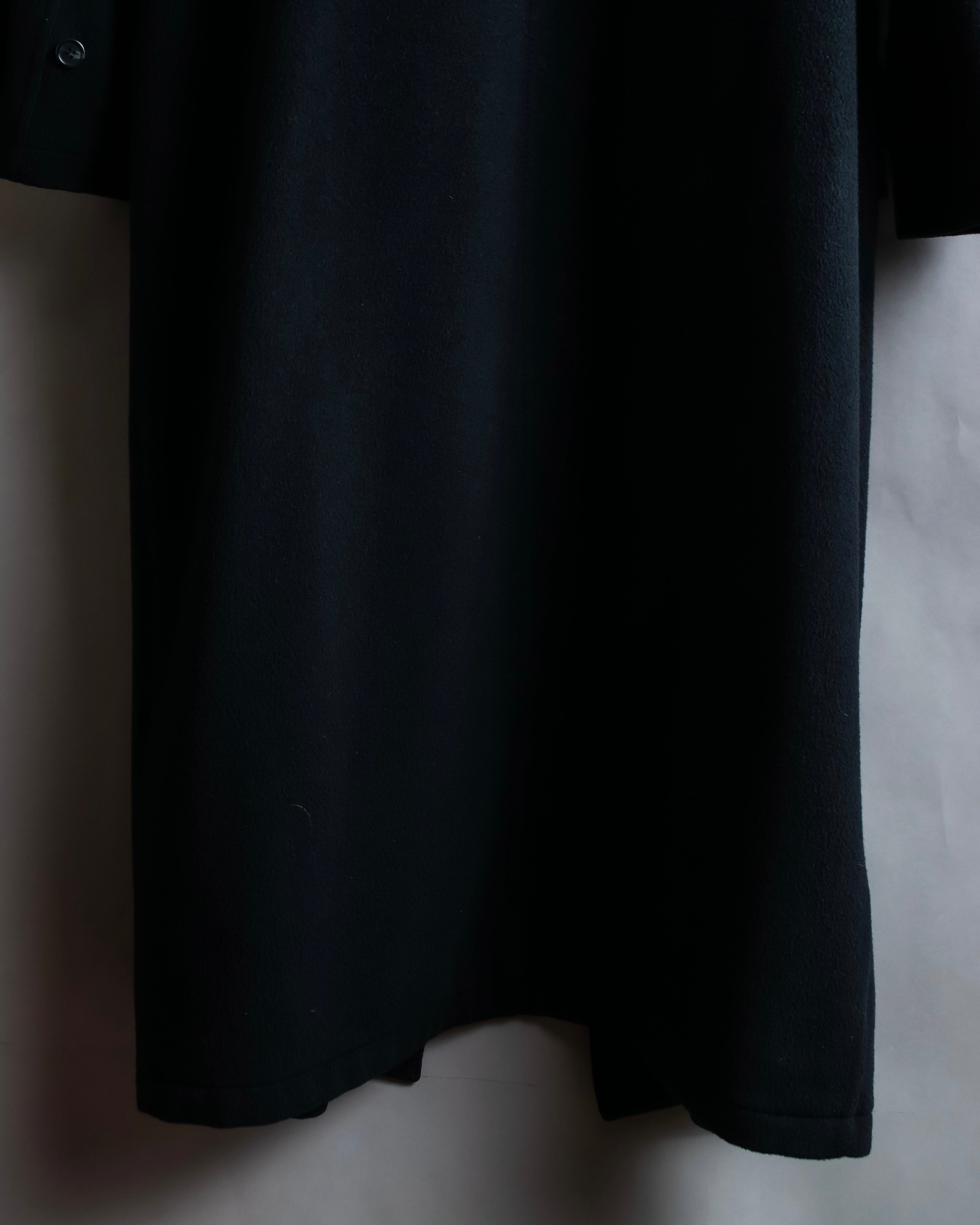 "GIANNI VERSACE UPDATE"
 Fur trimmed wool cashmere maxi double breasted coat