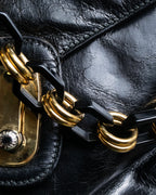 "DOLCE &amp; GABBANA" Gold chain two-way leather bag