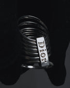 "Christian Dior" 00’s stacked wire silver 925 logo plate ring