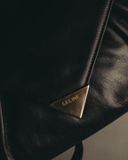 "CELINE" 70's-80's Classic black leather shoulder bag