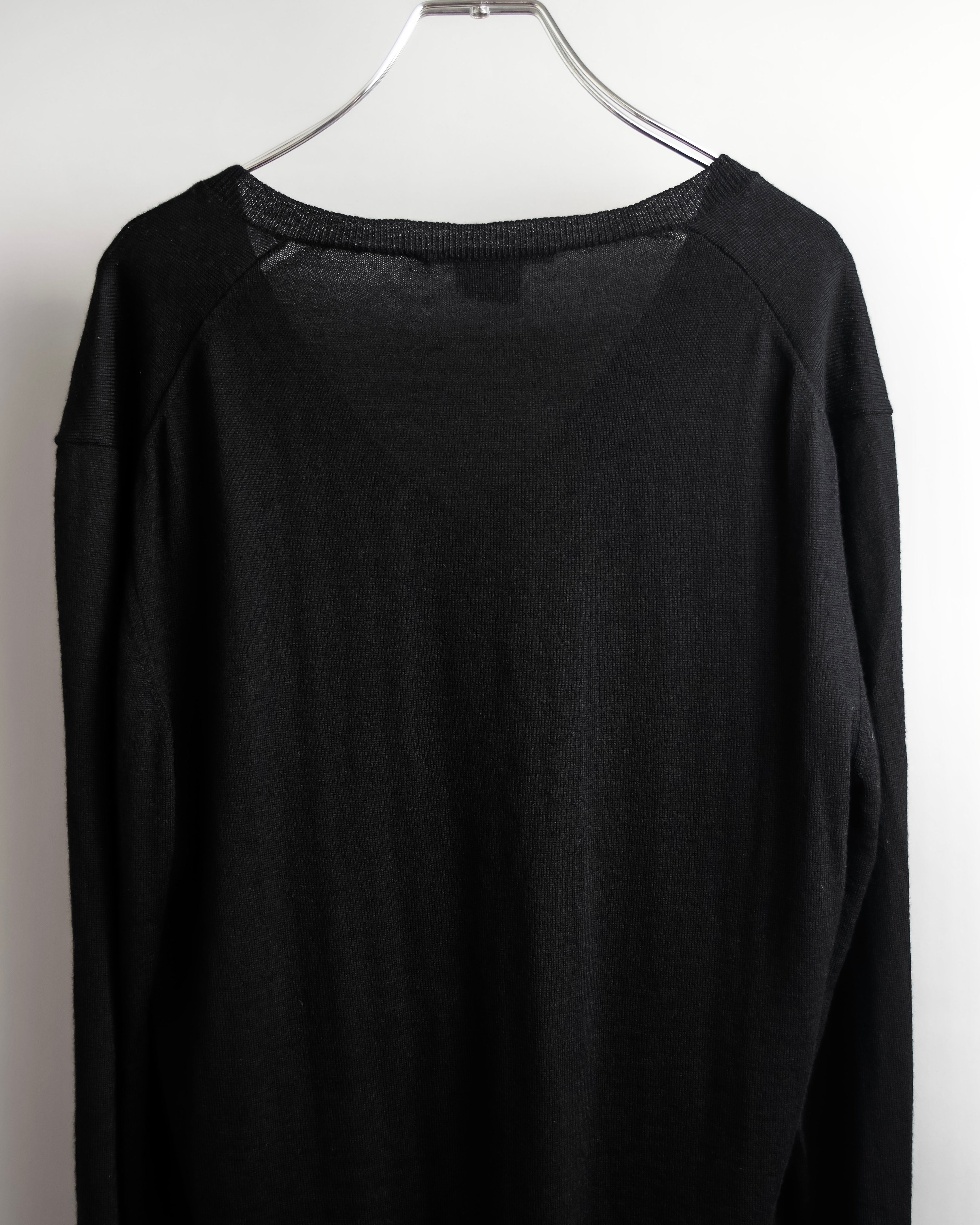 "GUCCI" G logo embroidered silk mix V-neck knit