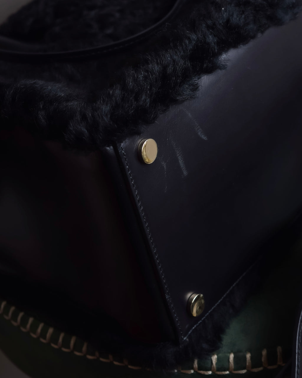 "BALENCIAGA" Padlock design shearling leather bag
