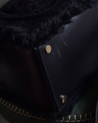 "BALENCIAGA" Padlock design shearling leather bag