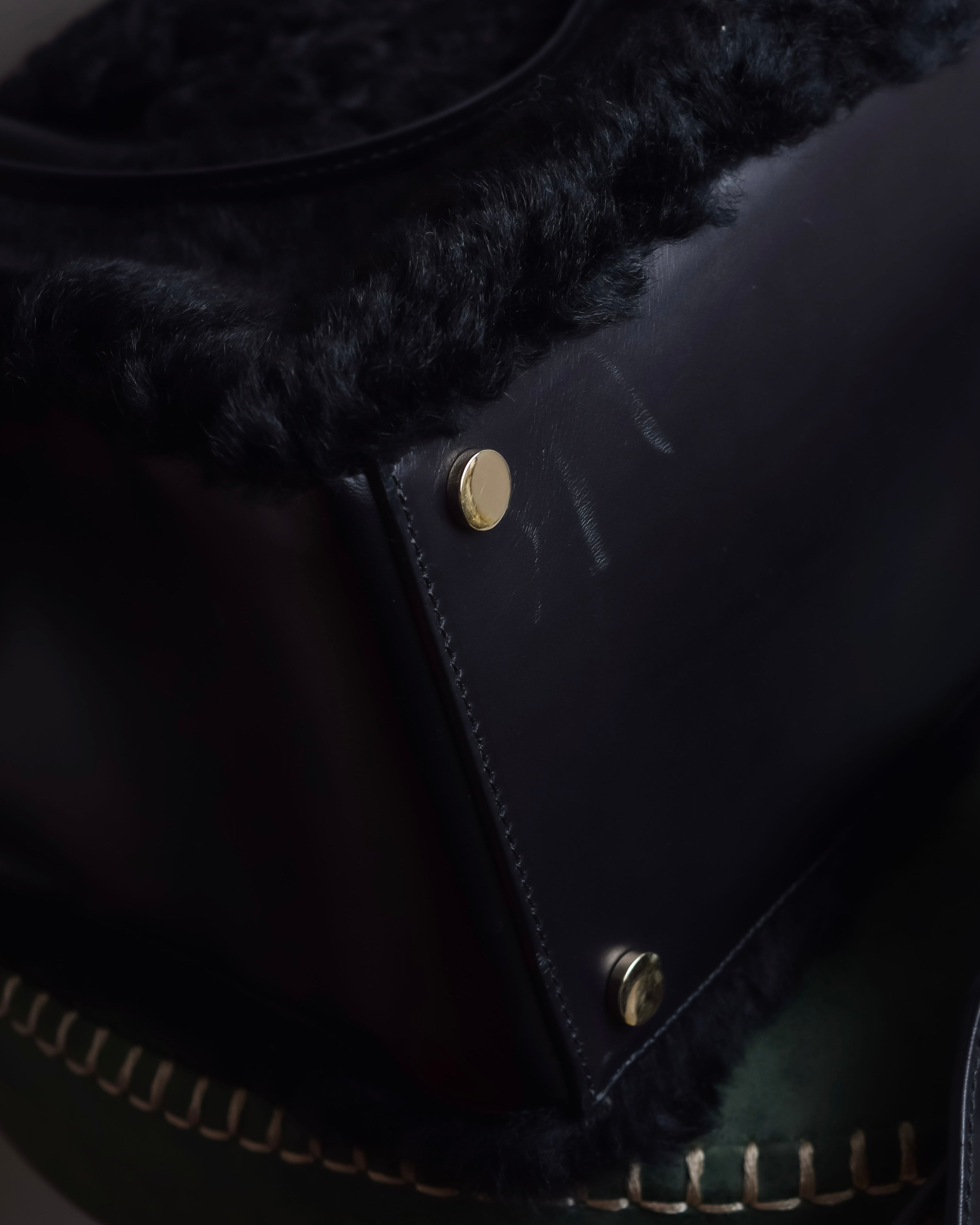"BALENCIAGA" Padlock design shearling leather bag