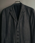 "COMME des GARÇONS HOMME" 10SS Vintage multi-button hickory stripe linen wool jacket