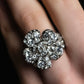 "CHANEL" Cocomark engraved rhinestone design camellia ring