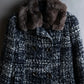 "Weekend Max Mara" Fur trimmed design collar tweed flare coat