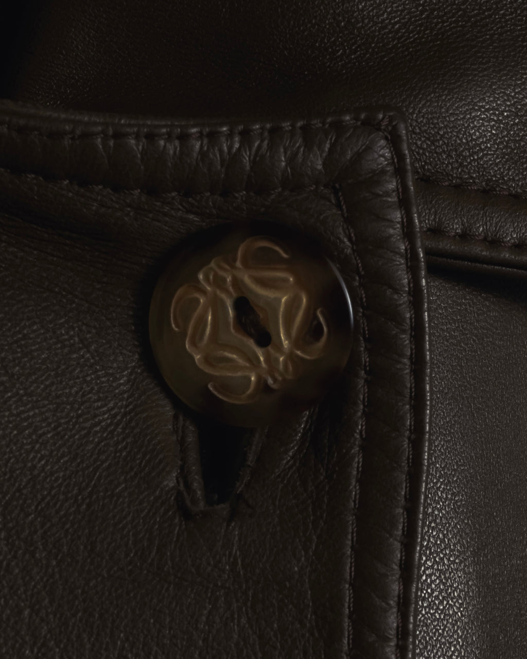 -SPECIAL- "LOEWE" 80’s Military detail stencil leather coat