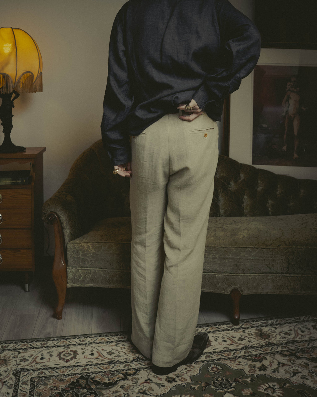 -SPECIAL- “HERMES” 80’s-90’s Herringbone linen suit set