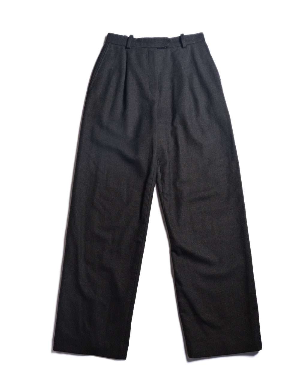 HERMES/ Straight Silhouette Wool Tuck Trousers