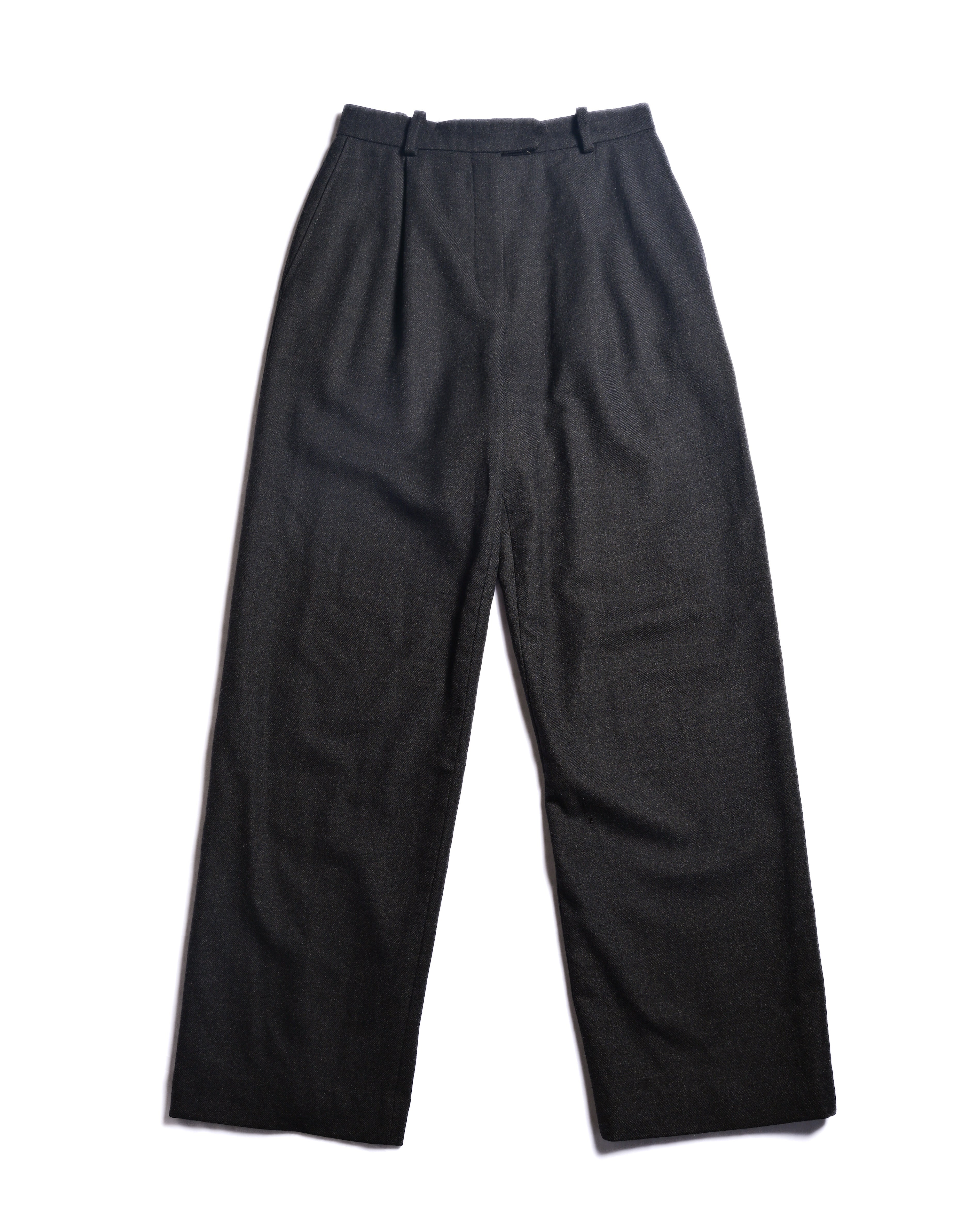 HERMES/ Straight Silhouette Wool Tuck Trousers