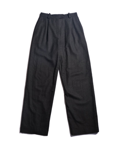 HERMES/ Straight Silhouette Wool Tuck Trousers