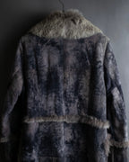 Fur switching design suede long coat