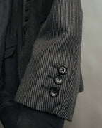 "COMME des GARÇONS HOMME" 10SS Vintage multi-button hickory stripe linen wool jacket