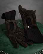 –SPECIAL– “HERMES” 80’s-90’s Cashmere lined suede driving gloves