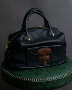 "LOEWE" Flap pocket design ostrich leather bag